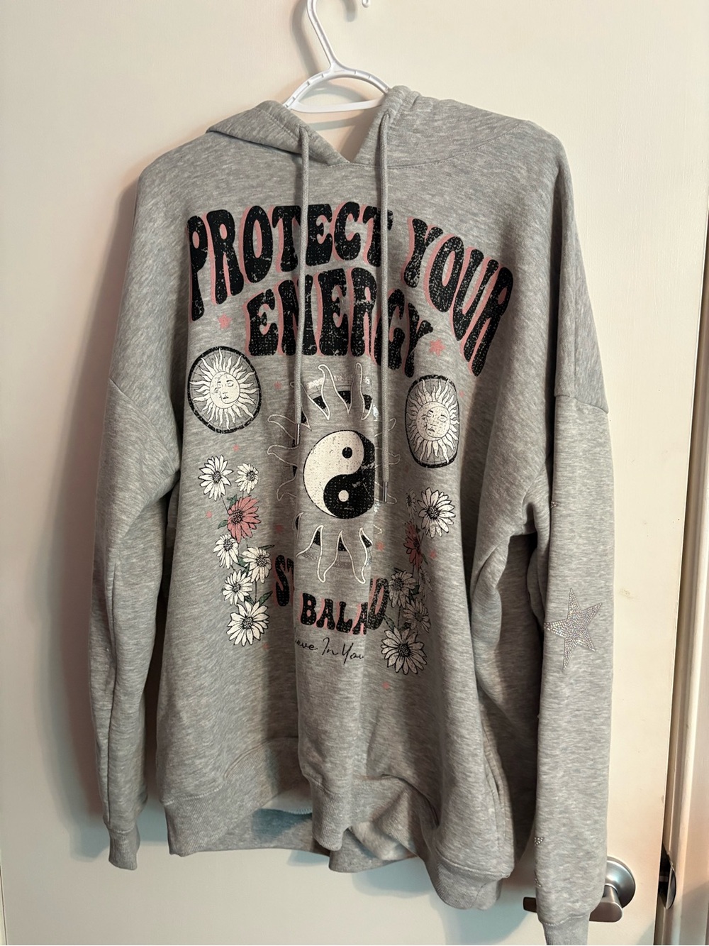 No Boundaries Gray "Protect Your Energy" Graphic Hoodie